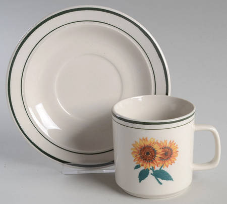 Cottage (White Body) Flat Cup & Saucer Set