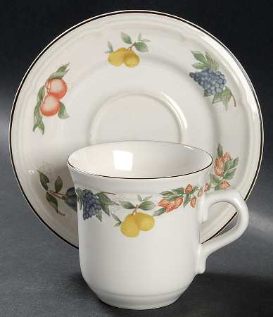 Festival (Brown Trim) Flat Cup & Saucer Set