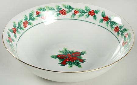 Christmas Greeting 9" Round Vegetable Bowl