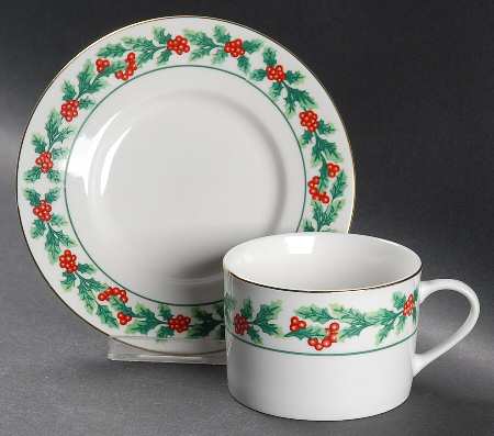 Christmas Greeting Flat Cup & Saucer Set