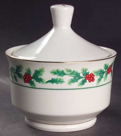 Christmas Greeting Sugar Bowl & Lid