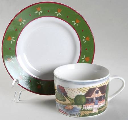 Hickory Haven Flat Cup & Saucer Set