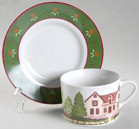 Hickory Haven Flat Cup & Saucer Set