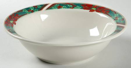 Christmas Holly (Green Stamp) Rim Cereal Bowl