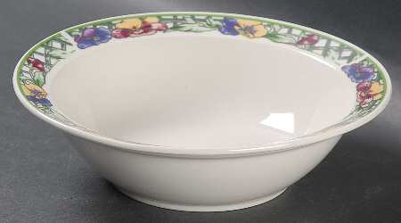 Pansy (Green Trim) Rim Cereal Bowl