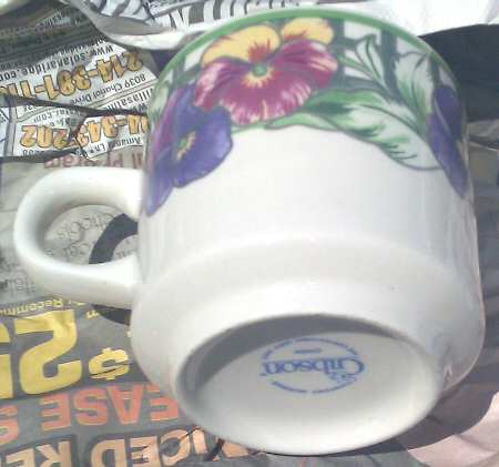 Pansy (Green Trim) Flat Cup