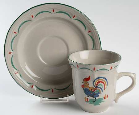 Rooster Flat Cup & Saucer Set