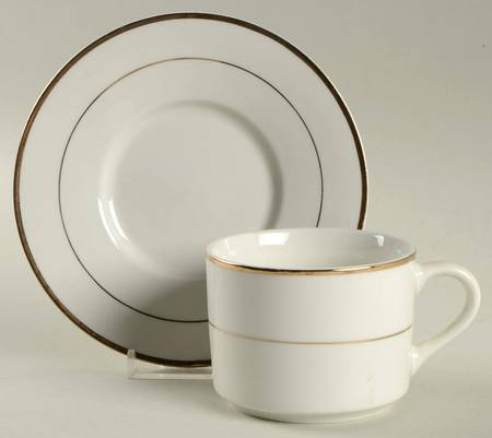 Tuxedo Gold Flat Cup & Saucer Set