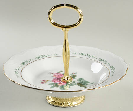 Victorian Rose 6"-7" Handled Footed Nut Dish HC