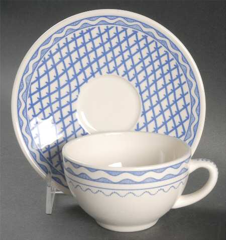 Aurelie Blue Flat Cup & Saucer Set