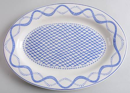Aurelie Blue 14" Oval Serving Platter