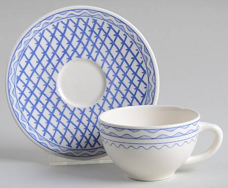 Aurelie Blue Flat Demitasse Cup & Saucer Set