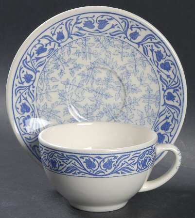 Herbier Blue Flat Cup & Saucer Set