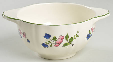 Lorraine Rose Green Lugged Soup Bowl