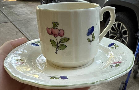 Lorraine Rose Green Flat Cup & Saucer Set