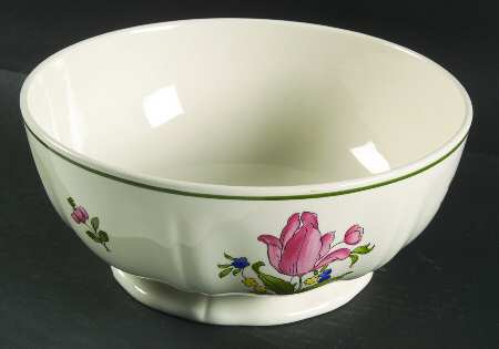 Lorraine Rose Green 9" Round Vegetable Bowl