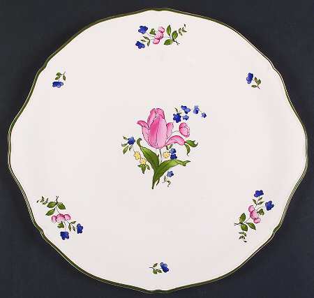 Lorraine Rose Green Handled Cake Plate