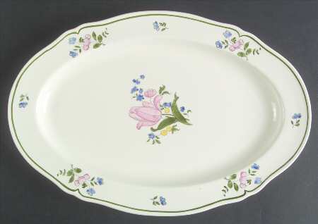 Lorraine Rose Green 14" Oval Serving Platter