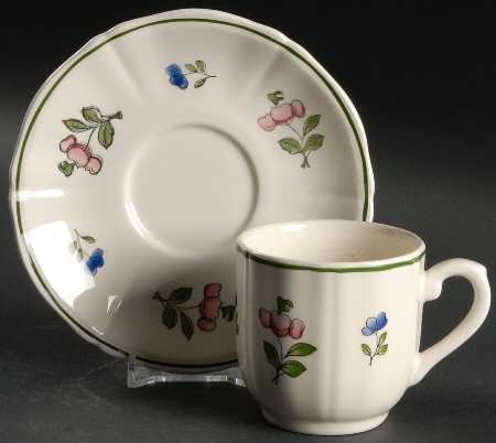 Lorraine Rose Green Flat Cup & Saucer Set