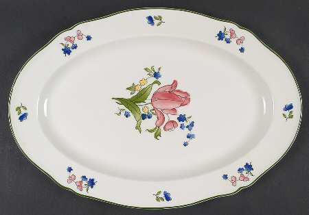 Lorraine Rose Green 12" Oval Serving Platter