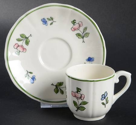 Lorraine Rose Green Flat Demitasse Cup & Saucer Set