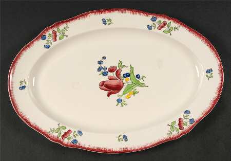 Lorraine Rose Red 14" Oval Serving Platter