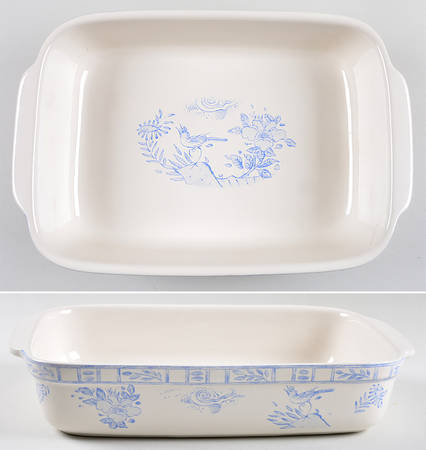 Oiseau Bleu 13"  Rectangular Baker