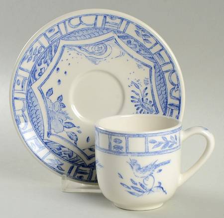 Oiseau Bleu Flat Demitasse Cup & Saucer Set