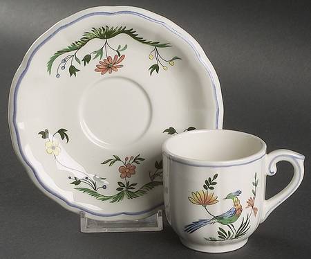 Oiseaux de Paradis Flat Demitasse Cup & Saucer Set