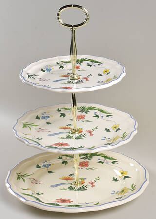 Oiseaux de Paradis 13 7/8"-14 1/4" 3-Tiered Serving Tray(DP,SP,BB) HC