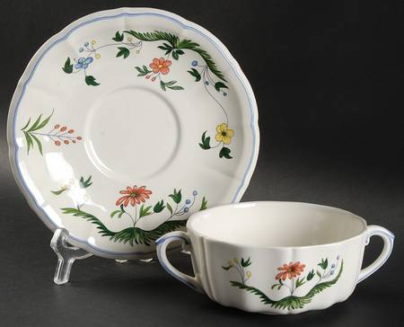 Oiseaux de Paradis Flat Cream Soup Bowl & Saucer Set