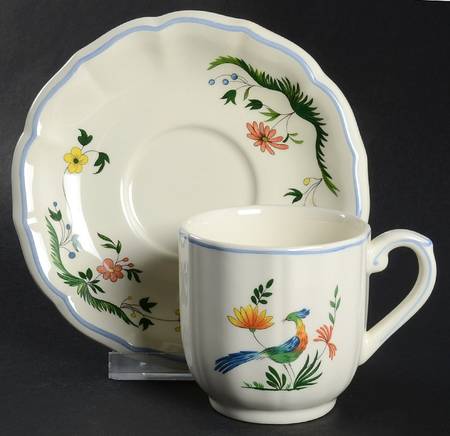 Oiseaux de Paradis Flat Demitasse Cup & Saucer Set