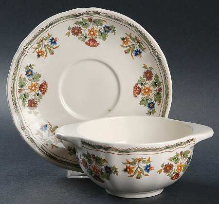 Olerys Flat Cream Soup Bowl & Saucer Set