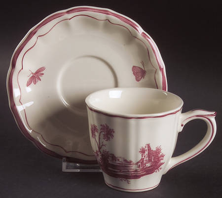 Paysages Rose Flat Cup & Saucer Set