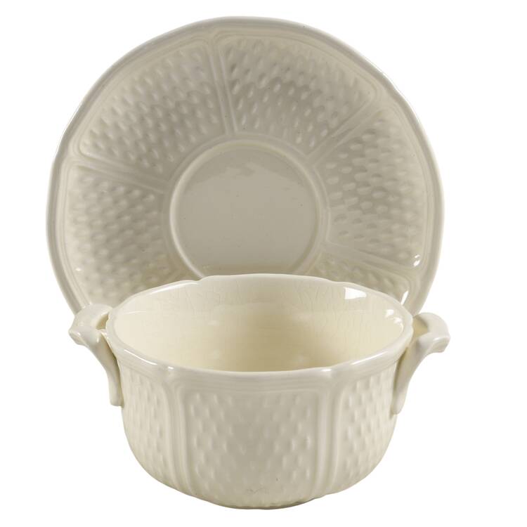 Pont Aux Choux (Cream) Flat Bouillon Cup & Saucer