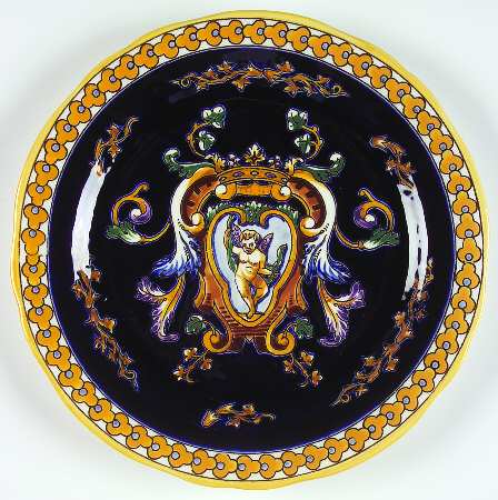 Renaissance Fond Blue Dessert/Pie Plate by Faiencerie De Gien