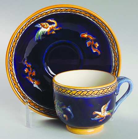 Renaissance Fond Blue Footed Demitasse Cup & Saucer Set