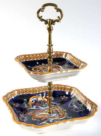 Renaissance Fond Blue 2-Tier Serving Tray
