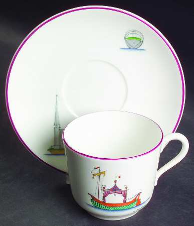 Acquarelli Flat Cup & Saucer Set