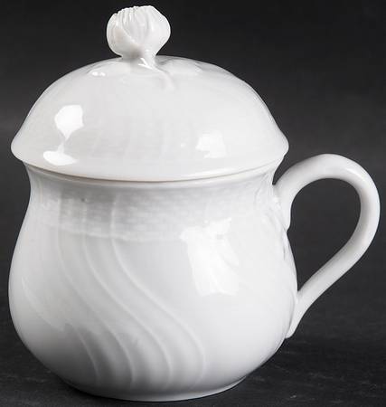 Bianco White (Vecchio Ginori Shape) Pot de Creme (2 Pc)-Lid & Base