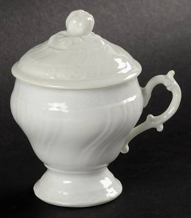 Bianco White (Vecchio Ginori Shape) 2 Pc Pot de Creme w/Lid & Base