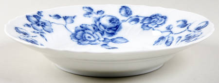 Blue Rose Large Rim Soup Bowl