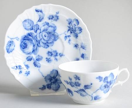 Blue Rose Flat Cup & Saucer Set