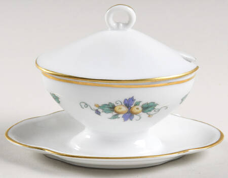 Capri (Smooth Edge) Oval Mustard W/Lid & Attached Underplate