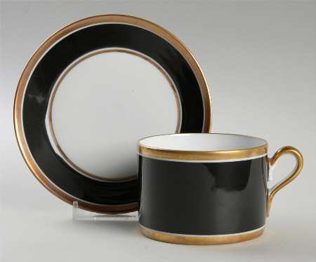 Contessa Black Flat Cup & Saucer Set