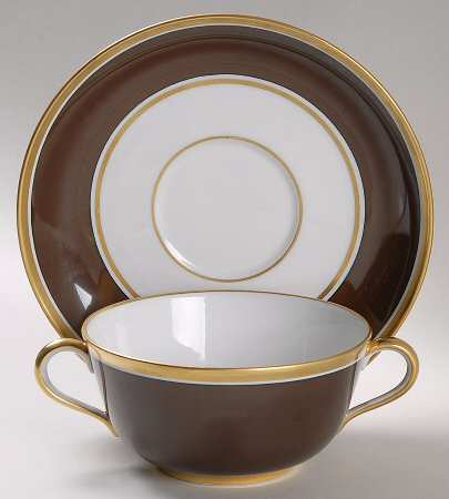 Contessa Brown Flat Cream Soup Bowl & Saucer Set