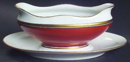 Contessa Rust Red Gravy Boat with Attached Underplate