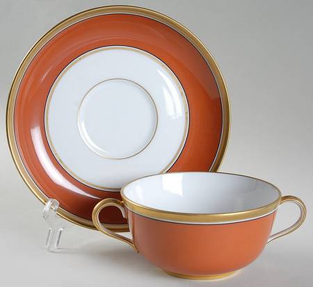 Contessa Rust Red Flat Cream Soup Bowl & Saucer Set