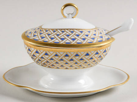 Diamante Diamanti Oval Mustard w/Lid, Attached Underplate & Spoon