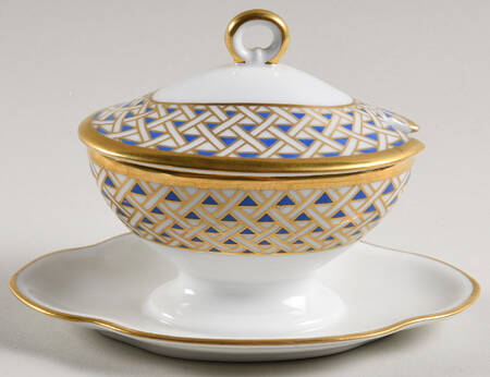 Diamante Diamanti Oval Mustard W/Lid & Attached Underplate